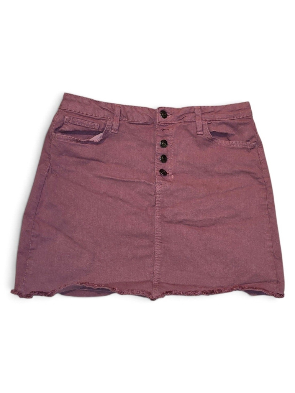 Just Black Mauve Button-Front Denim Mini Skirt